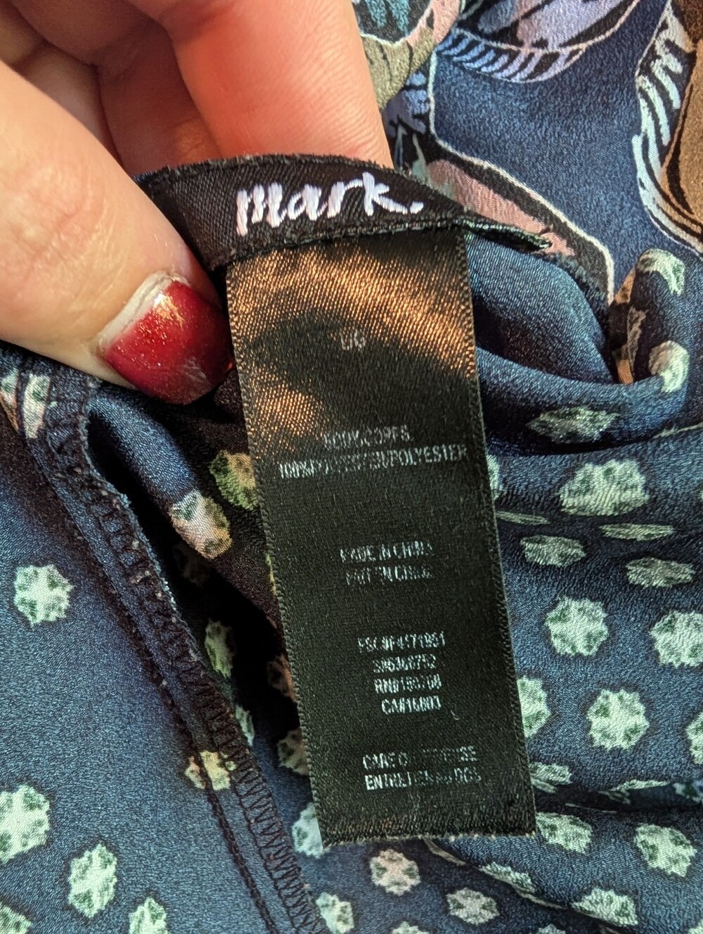 mark. Navy Floral Print Slip Dress with Blush Accents - Picture 5 of 5